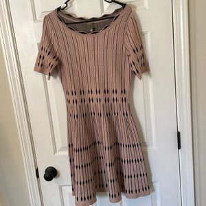 Scallop neck business casual midi dress